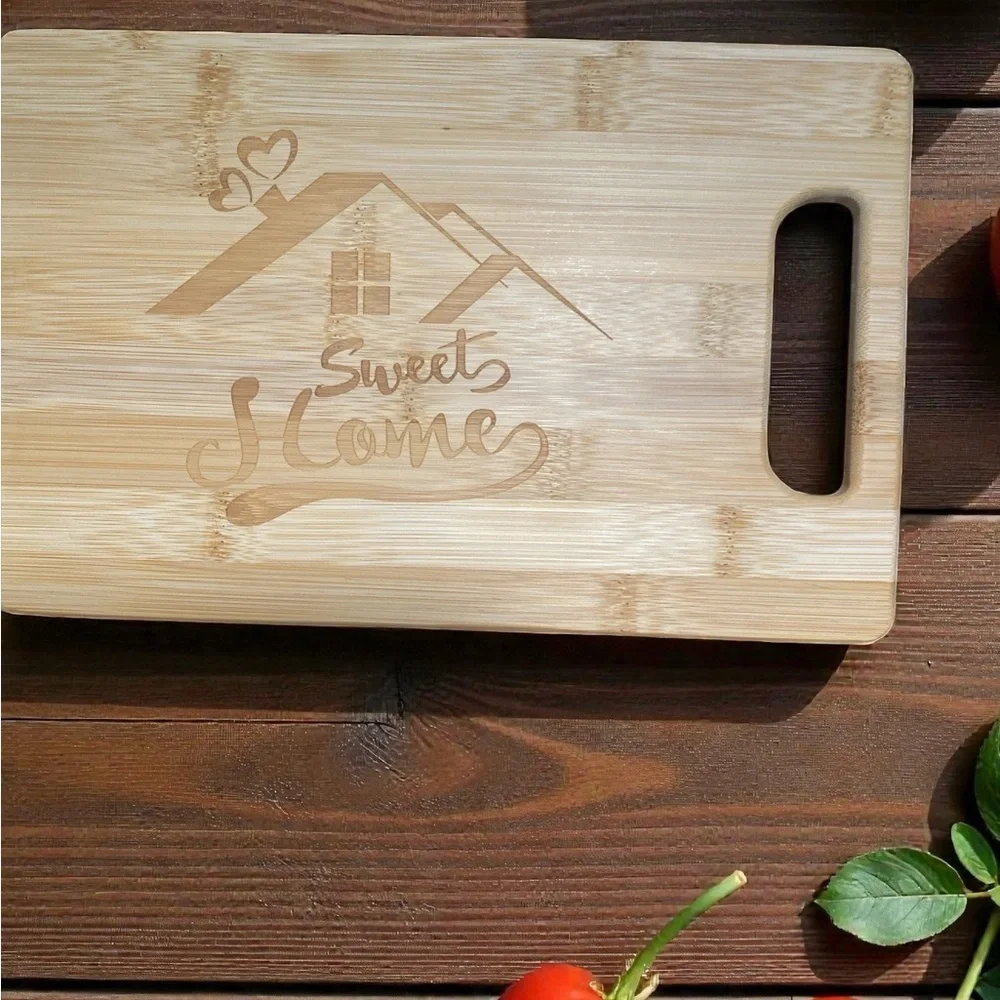Bamboo Cutting Board with Sweet Home Engraving
